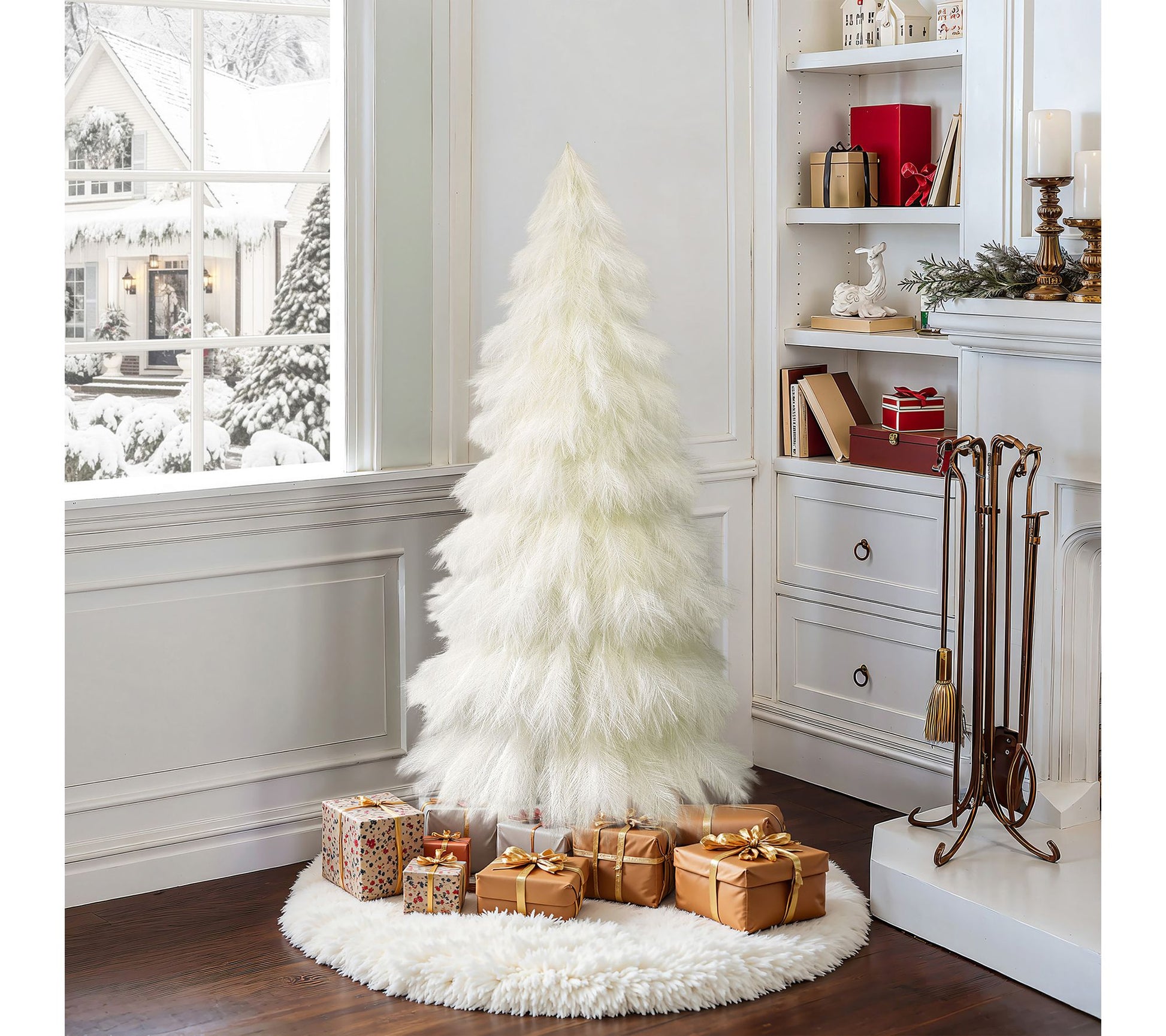 LuxenHome 5ft Holiday Artificial Pampas Grass Tree in Ivory