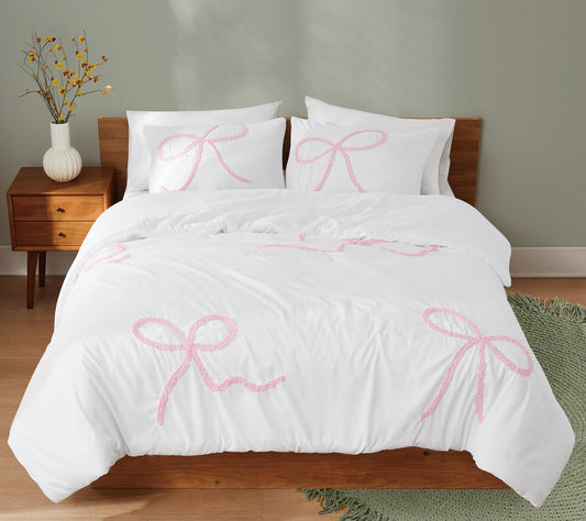 Truly Soft Textured Bow 2 Piece Twin/Twin XL Comforter Set