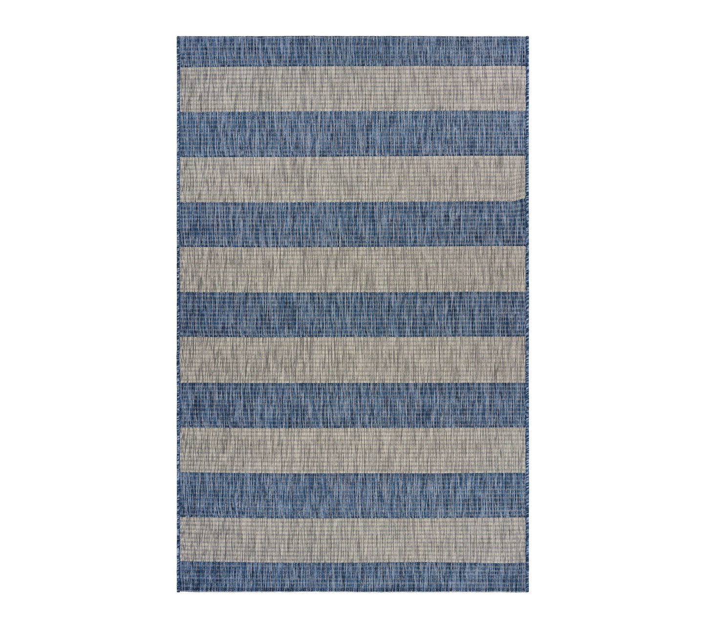 Ox Bay Navy Blue/Gray Striped Outdoor Area Rug,  7'9" x 9'9"
