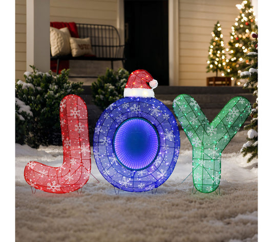 LuxenHome 3-Pc Lighted Multi-C olor JOY Holida y Decoration