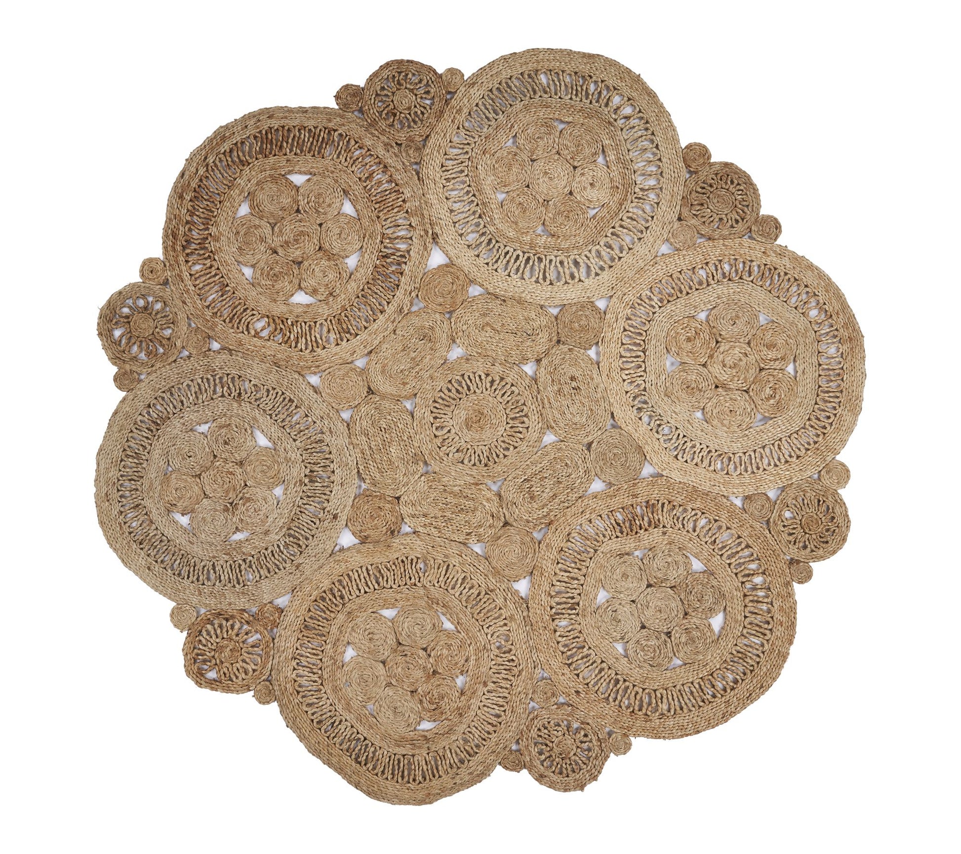 Ox Bay Farmhouse Hand Braided Brown Jute IndoorRug, 4' x 4'