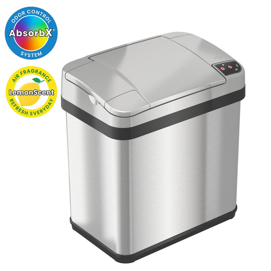 iTouchless 2.5 Gallon / 9.5 Liter Stainless Steel Sensor Bathroom Trash Can with AbsorbX Odor Filter