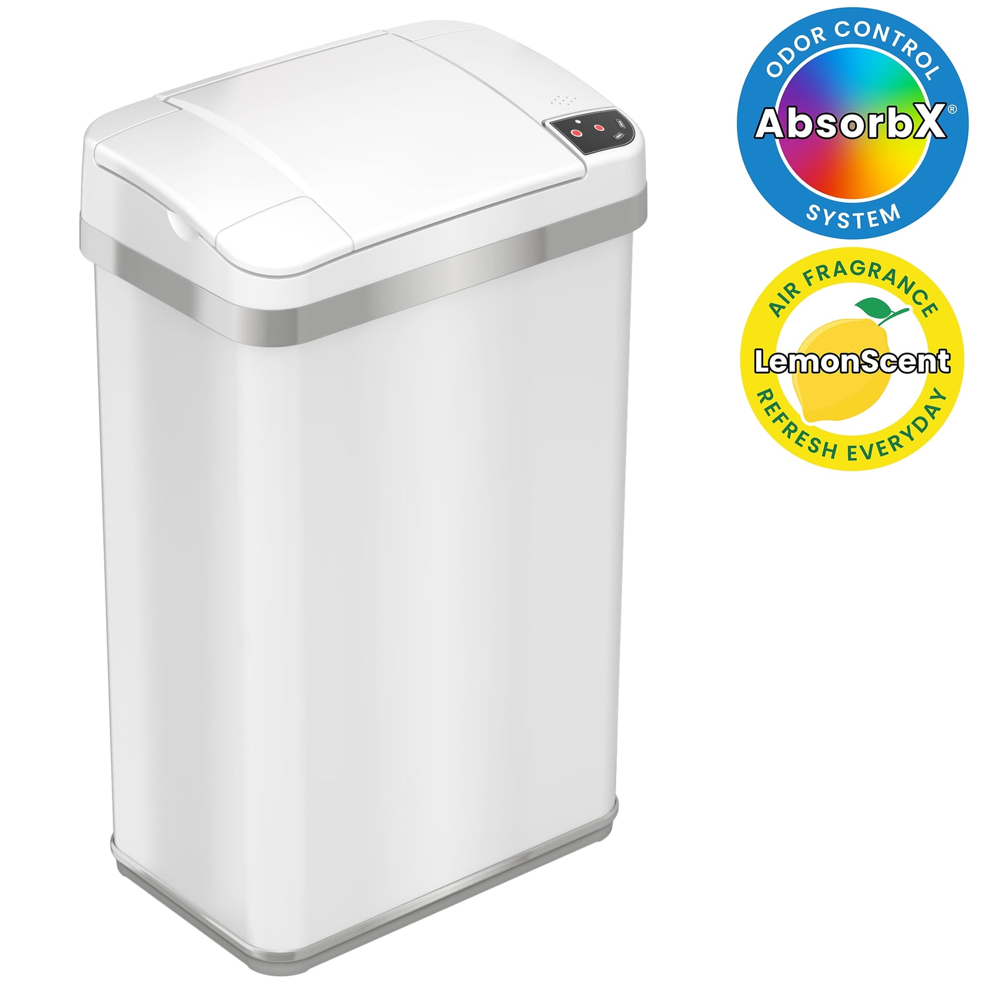 iTouchless 4-Gal Multifunction Sensor Trash Can, Pearl White