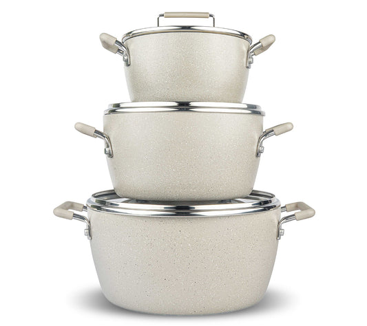 Granitestone 6 Piece Beige Nonstick Stackable Nesting Pots