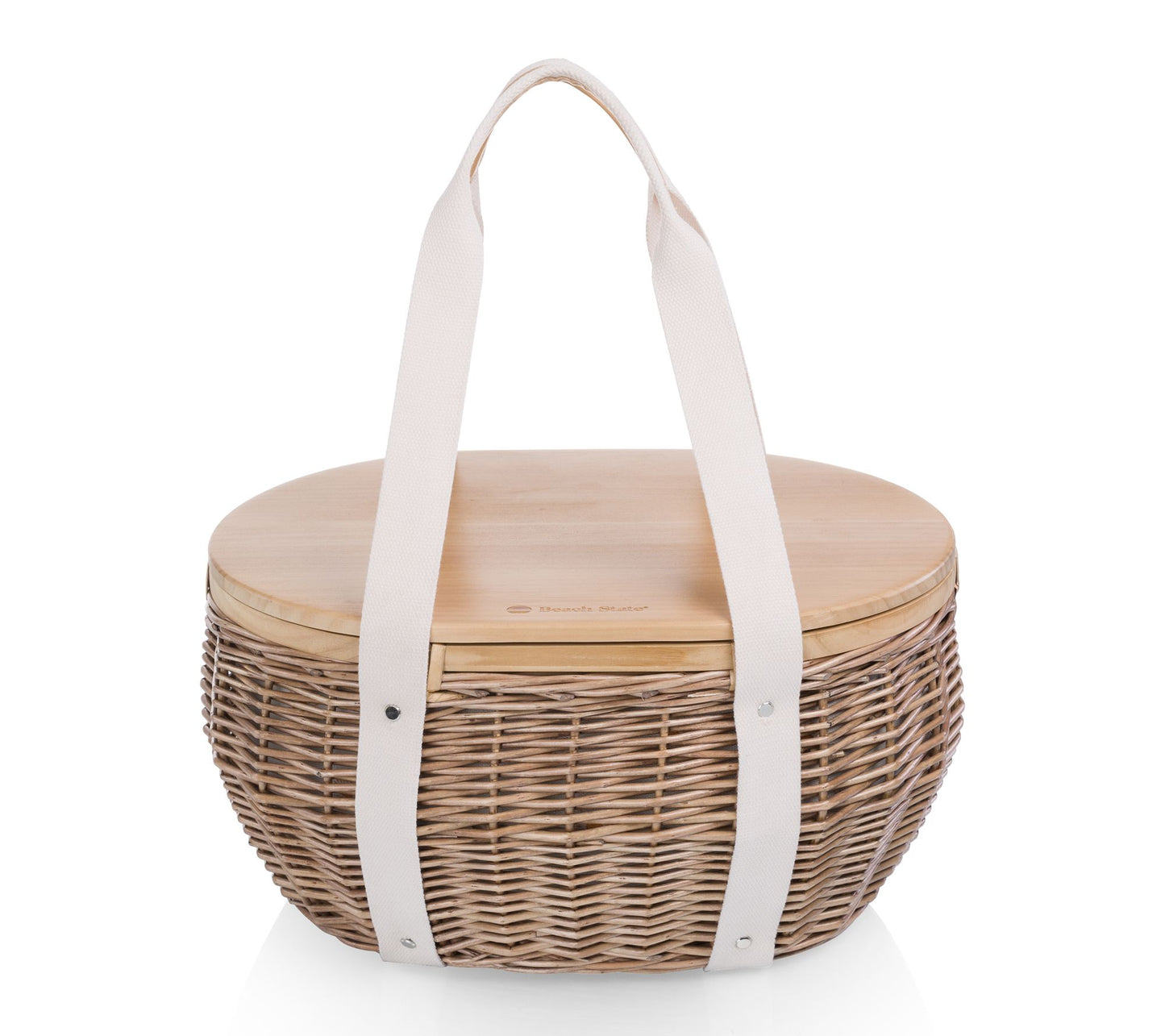 Beach State Castaway Woven Insulated Picnic Basket with Lid