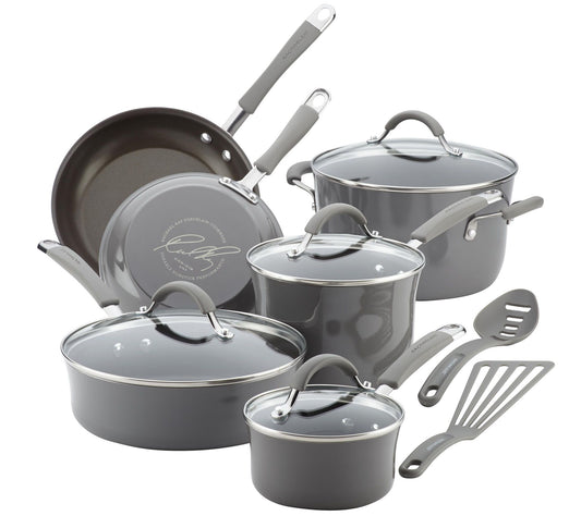 Rachael Ray 12-Piece Cucina Hard Porcelain Enamel Cookware Se
