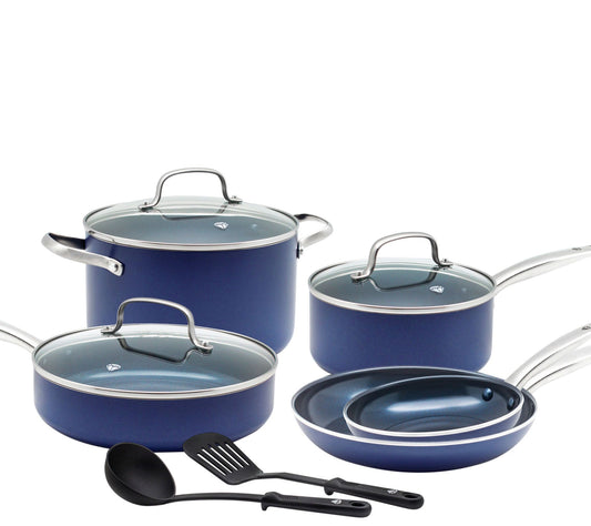 Blue Diamond 10-Piece Diamond-Infused NonstickCookware Set