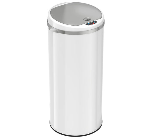 iTouchless Round 13-Gallon Deodorizer Trash Can- White