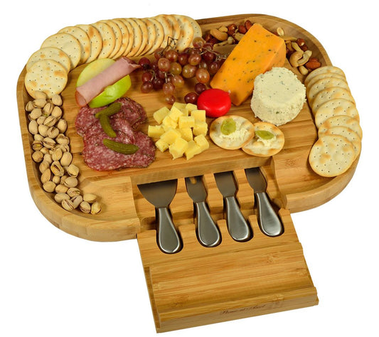 Picnic at Ascot Deluxe Cheese Board with Cracker Rim & Tools