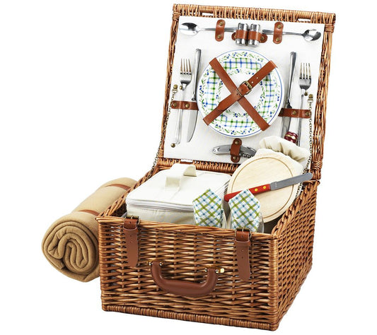 Picnic at Ascot Cheshire Willow Picnic Basket w/ Blanket for 2