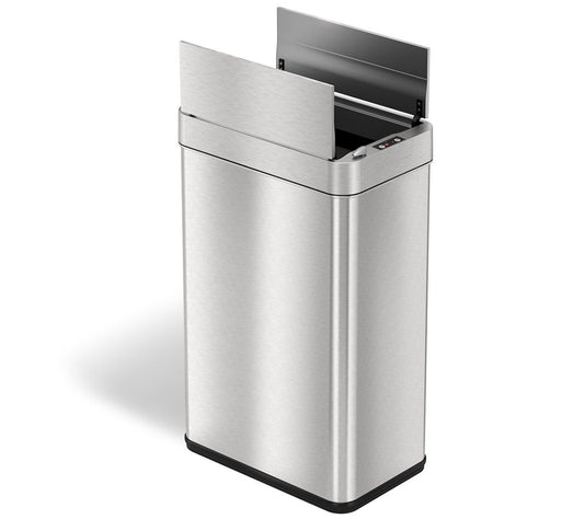 iTouchless 13 Gal Stainless Steel Wings-Open Sensor Trash Can