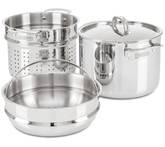 Viking 3-Ply 8-qt Multi-Cooker and Pasta Pot w/Bonus Steamer