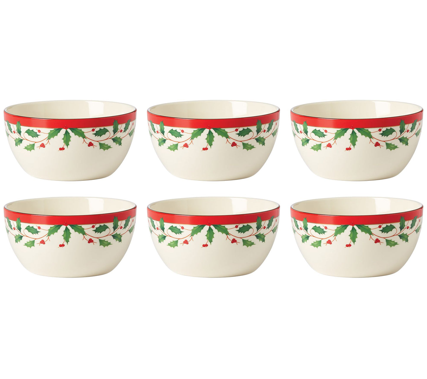 LENOX 6 Piece Holiday Dessert Bowl Set