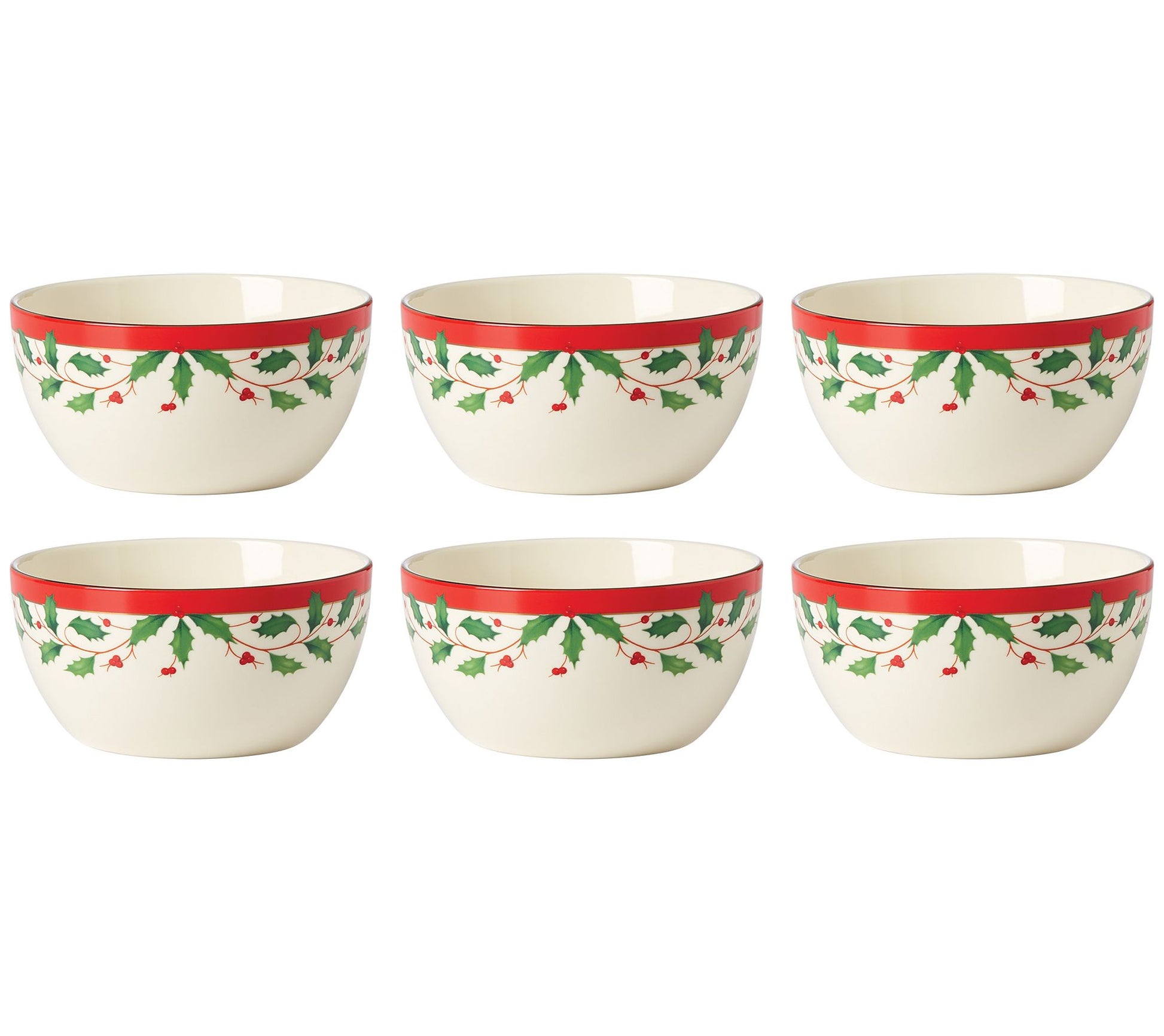 LENOX 6 Piece Holiday Dessert Bowl Set