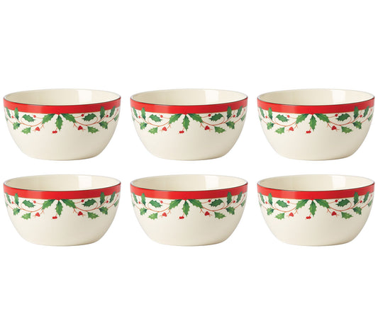 LENOX 6 Piece Holiday Dessert Bowl Set
