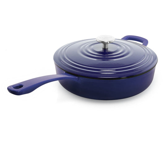 Chantal 4 Quart Round Cast Iron Saute Skillet with Lid