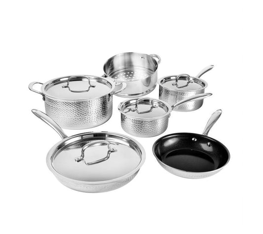 Granitestone Stainless Steel Hammered 10 Piec eCookware Set