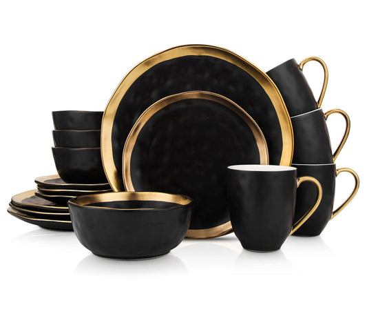Stone + Lain Florian 16-Piece Porcelain Halo Dinnerware Set