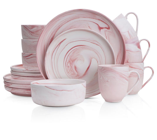 Stone + Lain Brighton 16-Piece Porcelain SwirlDinnerware Set