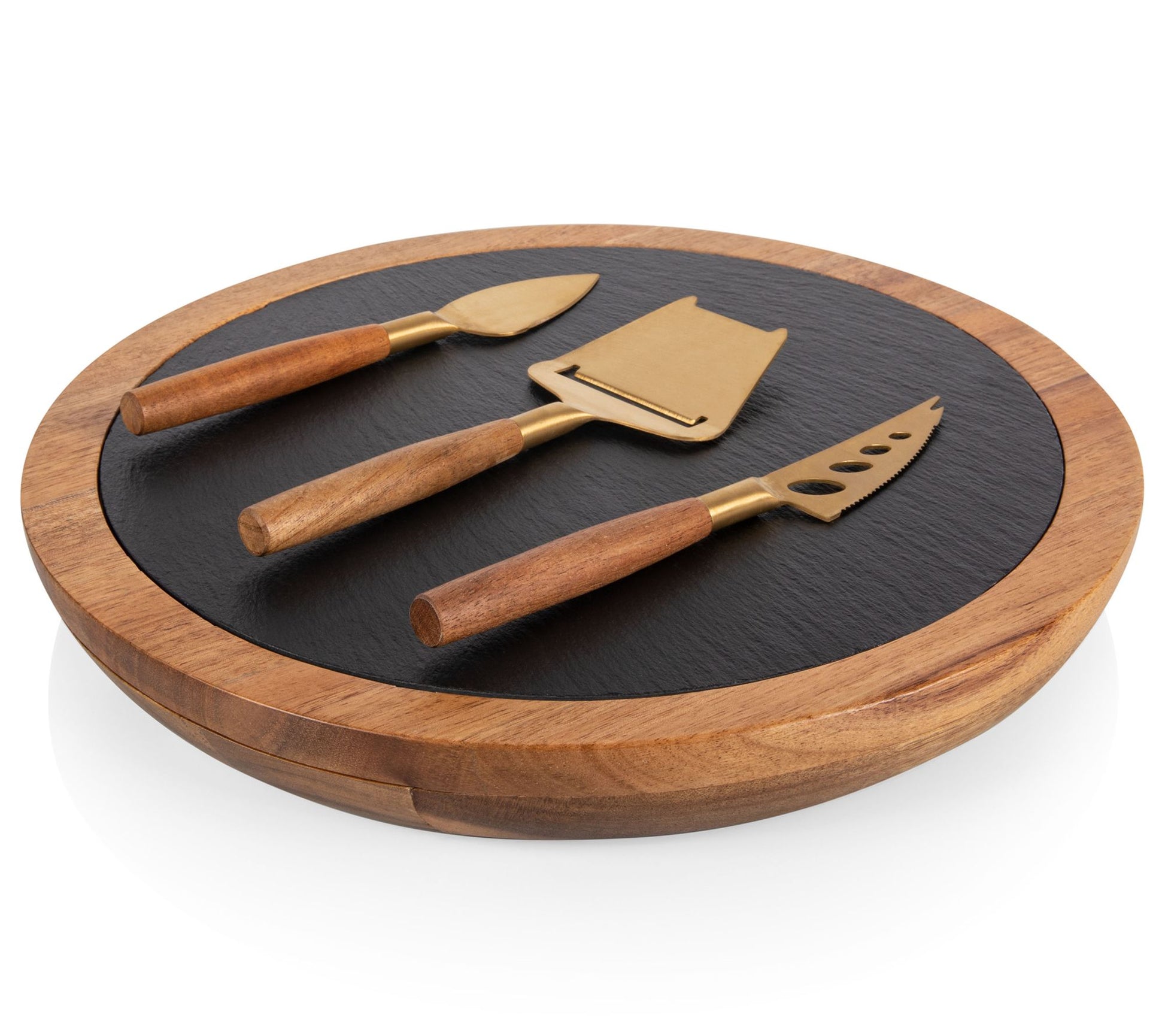 Toscana Acacia and Slate Serving Board with Che ese Tools