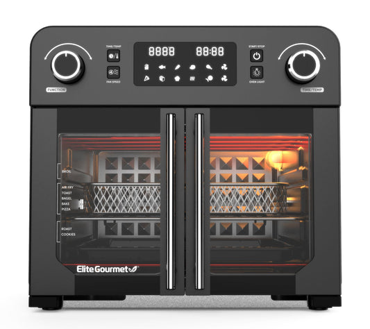 Elite Gourmet Programmable 23-Liter French Door Air Fryer Oven