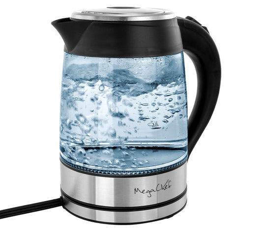 MegaChef 1.8L Glass and Stainless Steel Electri c Tea Kettle