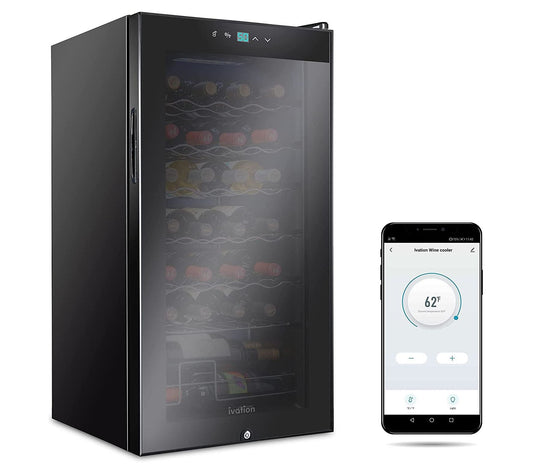 Ivation 28-Bottle Wine Cooler w/Lock & Wi-Fi