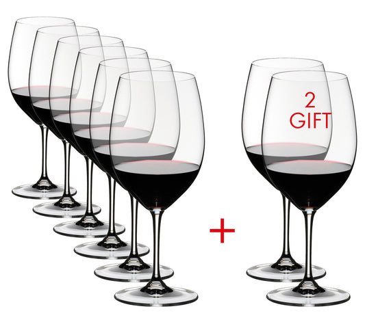 RIEDEL Set of (8) Vinum Cabernet/Merlot Wine Glasses