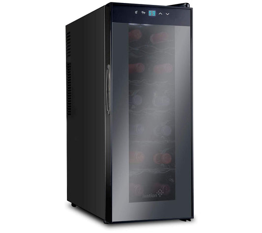 Ivation 12-Bottle Thermoelectric Black Wine Coo ler
