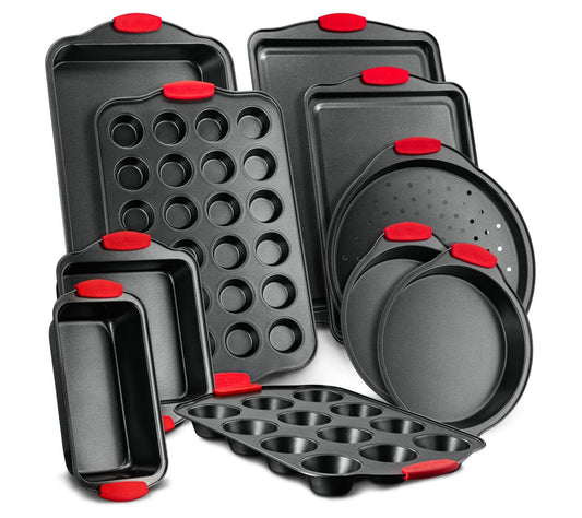 Nutrichef 10pc.Carbon Steel Bakeware Set with Silicone Handles