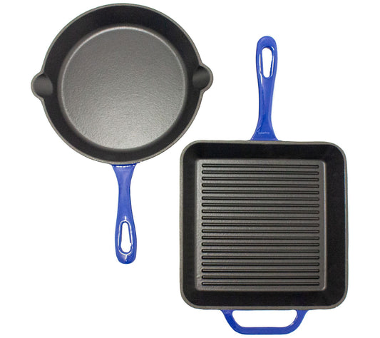 BergHOFF 2-Piece Enamel on Cast Iron 10" Fry & Grill Pan Set