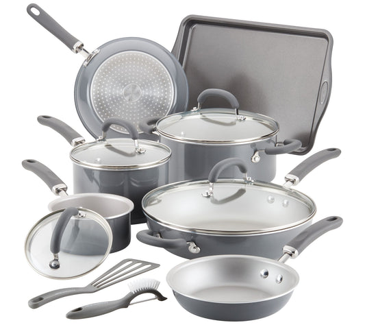 Rachael Ray Create Delicious Nonstick CookwareSet, 13pc, Gray