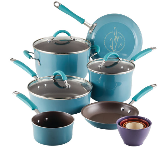 Rachael Ray Cucina Cookware & Measuring Set, 14pc, Blue