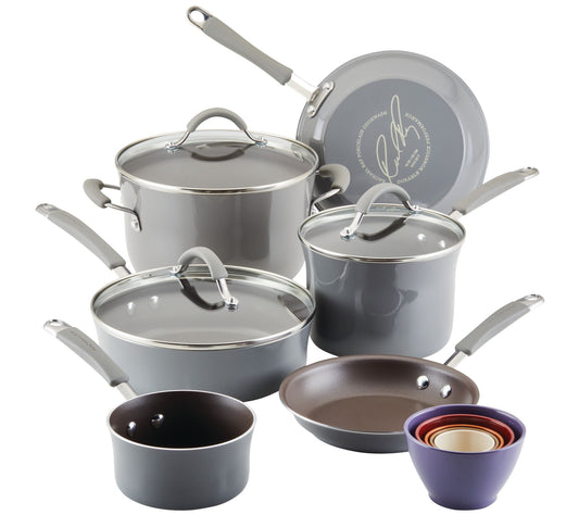 Rachael Ray Cucina Cookware & Measuring Set, 14pc, Gray