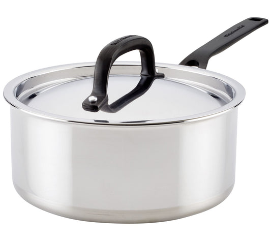 KitchenAid 5-Ply Clad Stainless Covered Steel Sauce Pan, 3qt