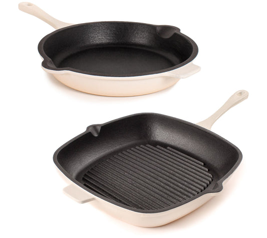 BergHOFF Neo 2P c Cast Iron 10" Fry Pan & 11" Grill Pan Set