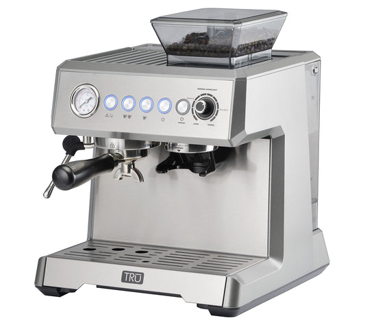 TRU All-in-One Espresso Machine w/ Burr Grinder& Steam Wand