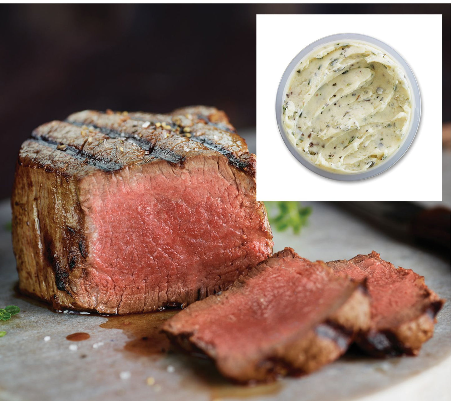Kansas City Steak Co (4)Filet Mignon & Roast edGarlic Butter