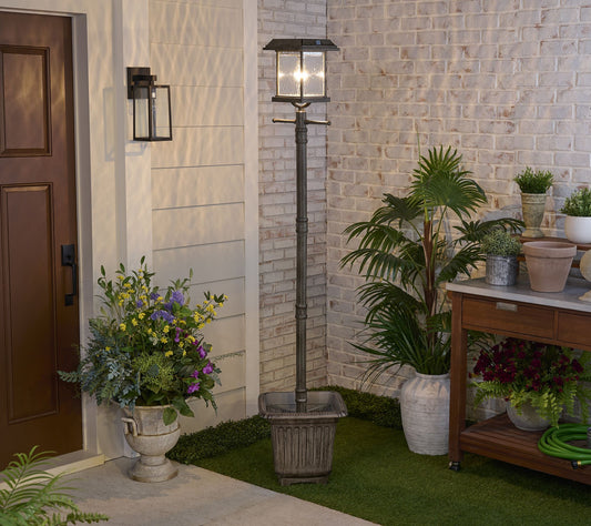 Gama Sonic Aspen Bulb Solar Lamp Post & Planter With EZ Anchor