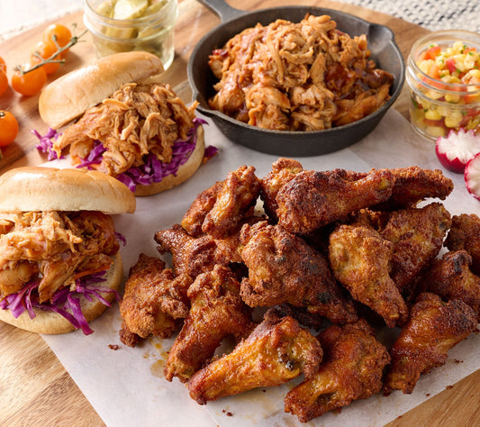 Corky's BBQ 2.5-lbs Seasoned Wings w/ 2-lbs Pulled Pork or Chicken