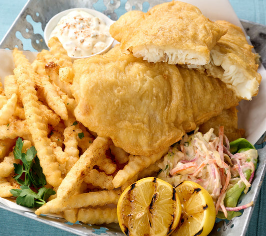 Anderson Seafoods (6) 8-oz Pub Style Battered Cod with Fries
