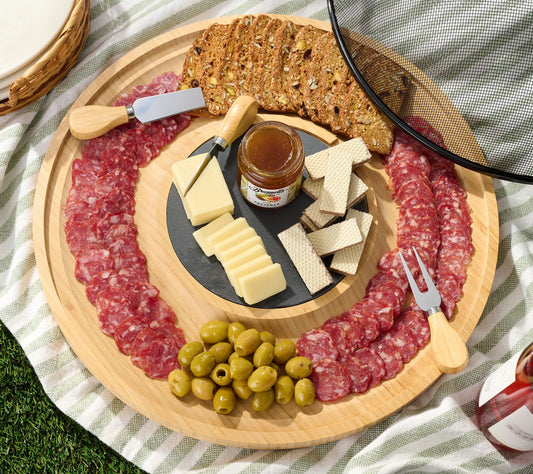 Sergio's 7-pc Charcuterie Pairings w/ 16" Board, Cloche & Knife Set
