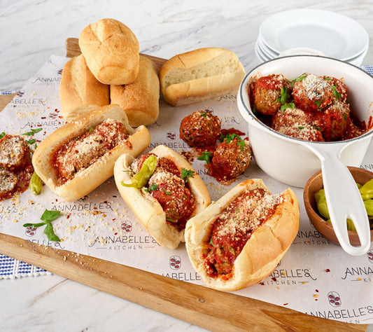 Annabelle's Kitchen 4-lbs of Meatballs w/ Rolls & Garlic Herb Butter