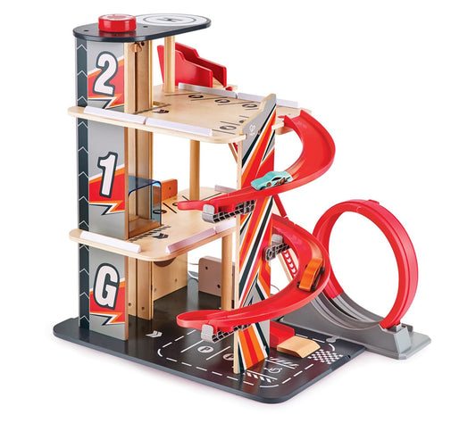 Hape Gearhead Stunt Garage Wooden High-Rise CarParking Lot