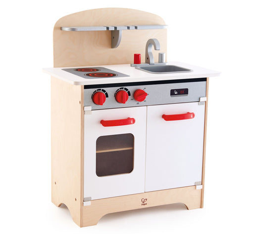 Hape White Fully Equipped Kids Gourmet Play Kitchen