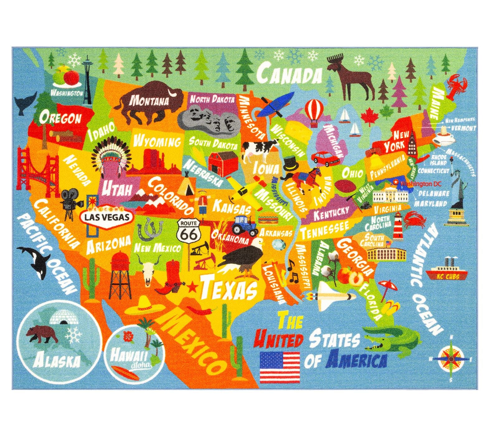 KC Cubs Map Rug: USA - 8x10'