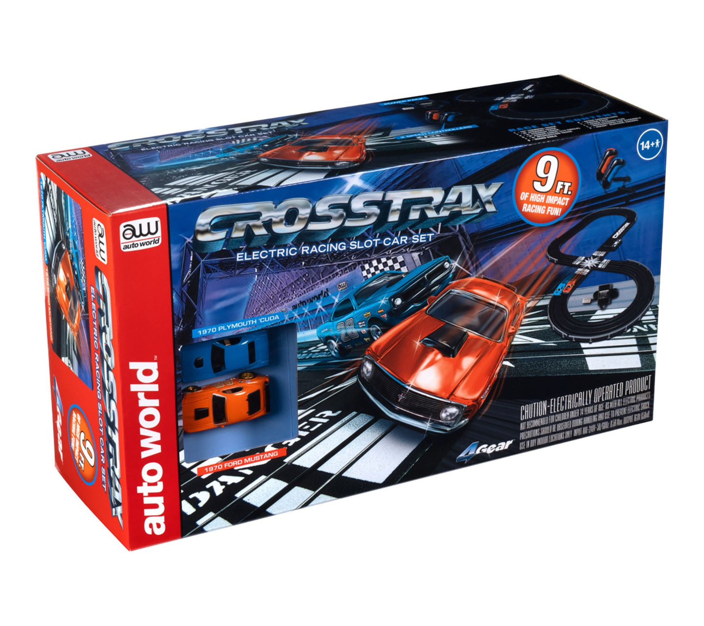 Auto World: CrossTrax Road Course 9' Slot Car Race Set