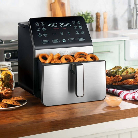 urmia 8qt Digital Air Fryer, with 12 One-Touch Functions & Guided Cooking - Stainless Steel: Kitchen Appliance